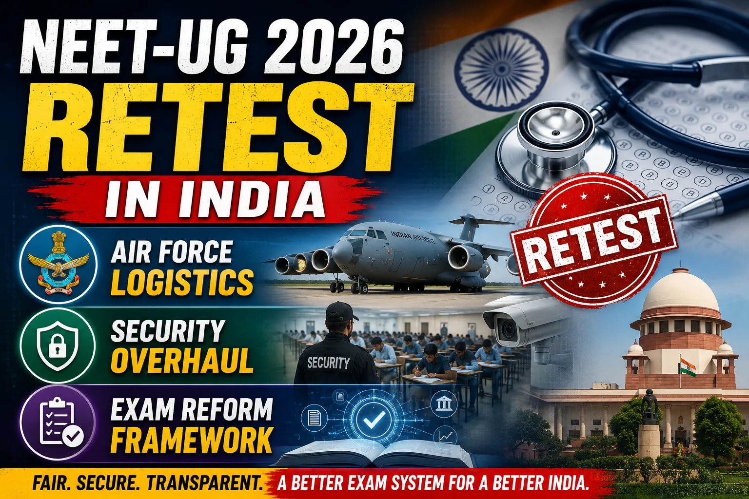 NEET-UG 2026 Retest in India: Air Force Logistics, Security Overhaul, and Exam Reform Framework